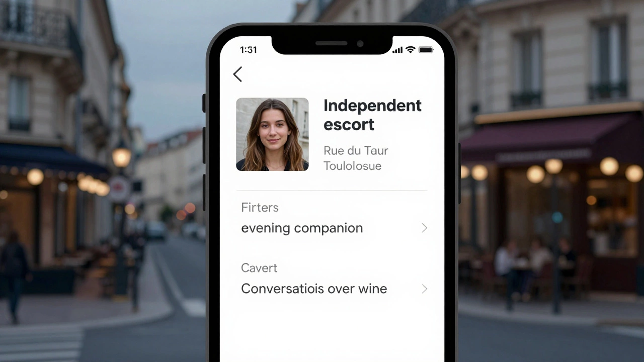 A simple, authentic escort profile on a smartphone with real photos and clear service details.